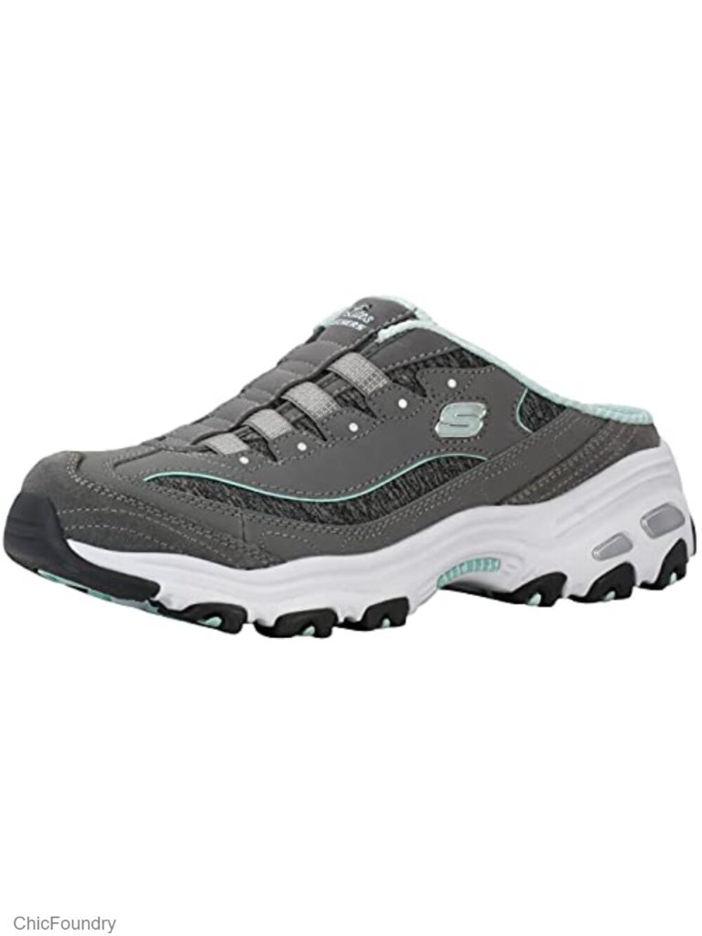 Skechers D'Lites Resilient Slip-On Mule Sneaker Nubuck Leather Mesh Comfort